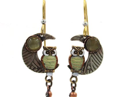 SF Owl Crescent Moon Earring For Sale