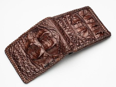 Dark Brown Hardcore Crocodile Head Skin Wallet on Sale