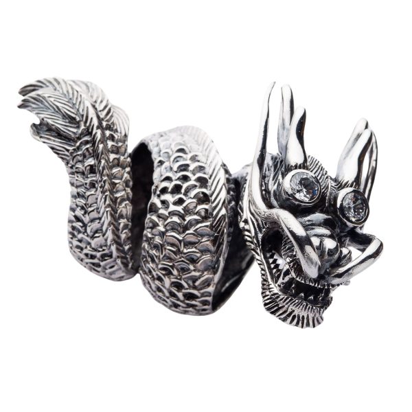 Massive Diamond Eye Dragon Sterling Silver Biker Ring Online