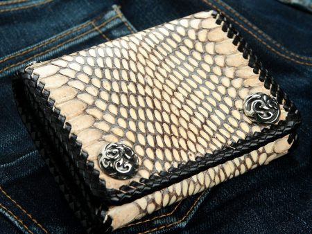 Dark Grey Snake Leather Biker Wallet on Sale