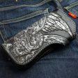 Tribal Skull Carved Genuine Leather Biker Wallet on Sale