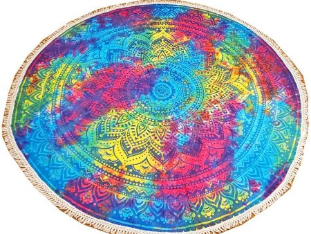 Tie Dye Ombre Round Star Mandala Crochet Tapestry Wall Art Online now