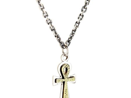 Yellow Gold Ankh Sterling Silver Pendant For Sale