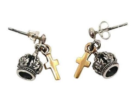 Cross Crown 925 Sterling Silver Biker Earrings Online