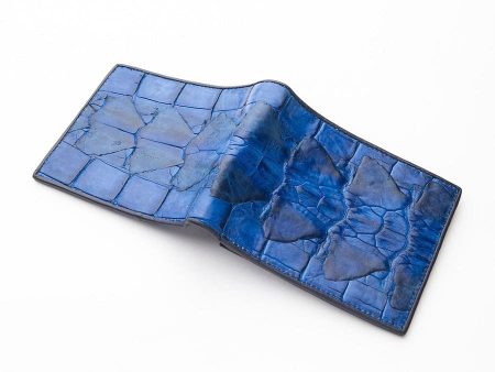 Dark Blue Crocodile Tail Skin Mens Wallets For Sale