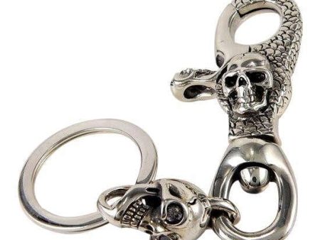 Sterling Silver Diamond Eyes Skull Key Chain Discount