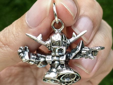 Short Gundam Robot Sterling Silver Pendant Necklace For Sale