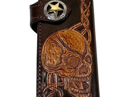 Skull Brown Men s Wallet For Discount