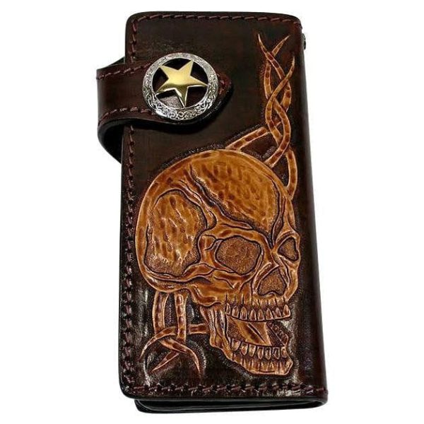 Skull Brown Men s Wallet For Discount