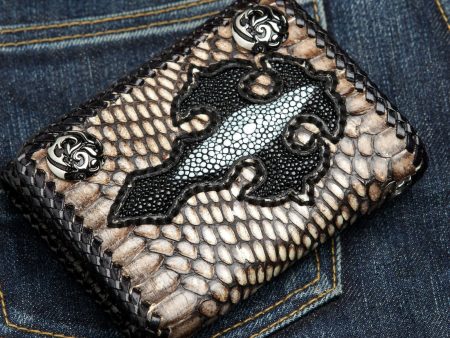 Cross Dark Grey Snake Leather Biker Wallet Discount