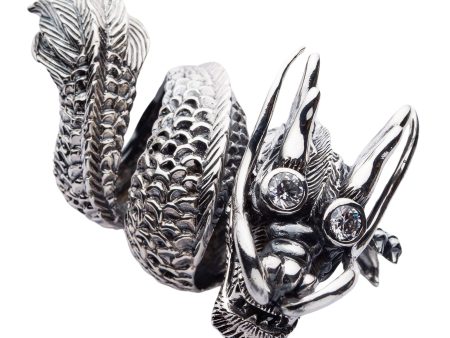 Massive Diamond Eye Dragon Sterling Silver Biker Ring Online