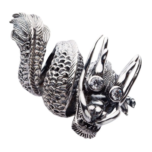 Massive Diamond Eye Dragon Sterling Silver Biker Ring Online