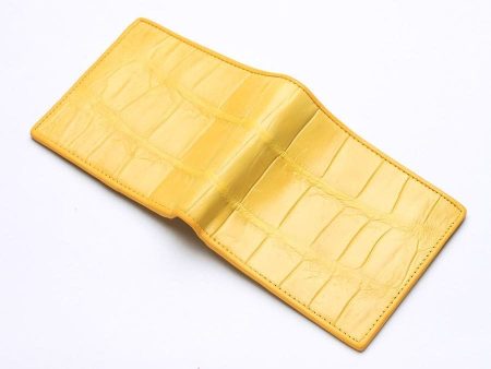 Yellow Crocodile Stomach Leather Bifold Wallets Online