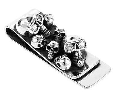 Diamond Eyes Skull Sterling Silver Biker Money Clip Online Hot Sale