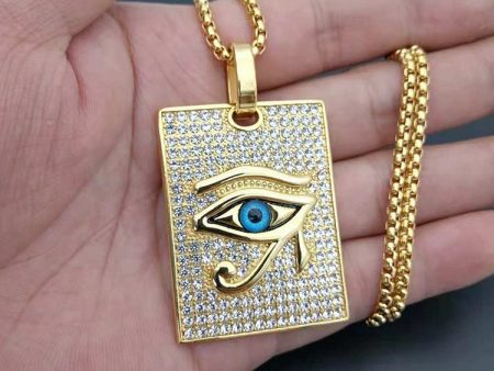 18k Gold Egyptian Eye of Ra Dog Tag Necklace – Bold and Spiritual Jewelry by Ancient Infusions For Discount