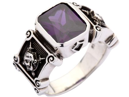 Amethyst Knight Sterling Silver Medieval Ring Online Hot Sale