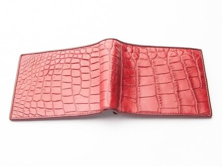 Burgundy Red Crocodile Stomach Skin Wallet Fashion