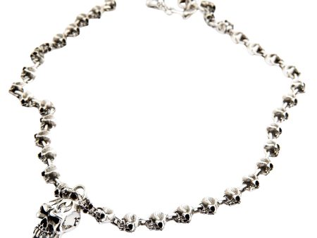 Heavy 925 Sterling Silver Skull Chain Biker Necklace Sale