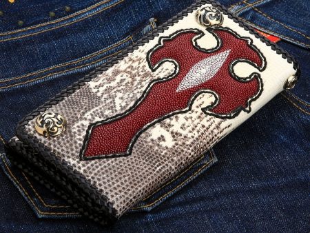 Stingray Cross Lizard Leather Long Biker Wallet Online