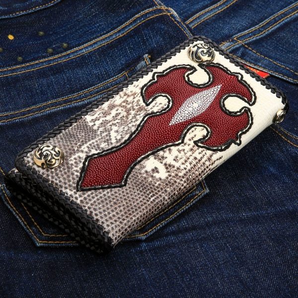 Stingray Cross Lizard Leather Long Biker Wallet Online