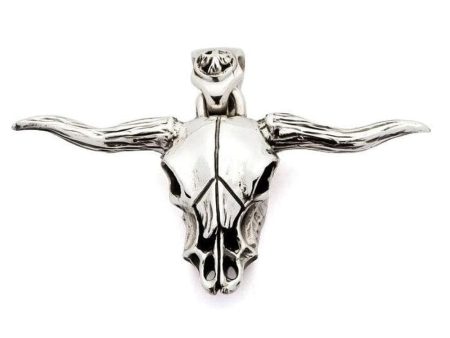 Buffalo Bull Skull Head Sterling Silver Biker Pendant Sale