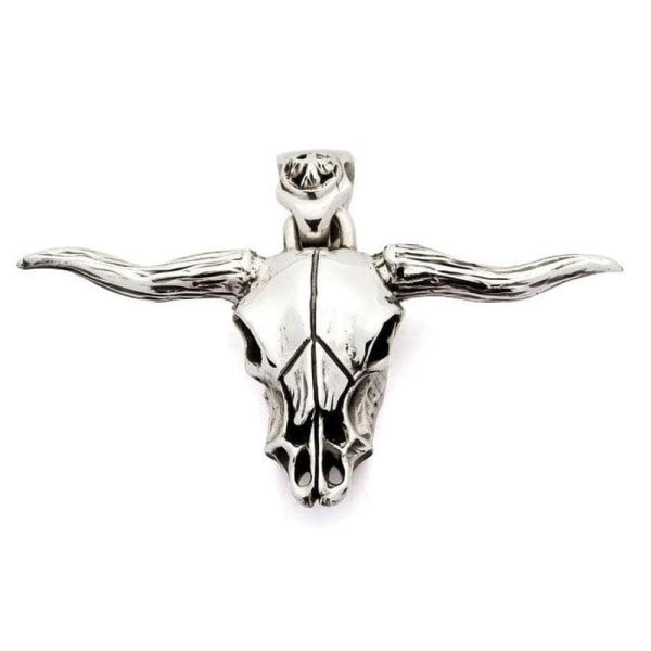 Buffalo Bull Skull Head Sterling Silver Biker Pendant Sale