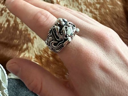 Chinese Guardian Lion Pixiu Sterling Silver Ring For Cheap