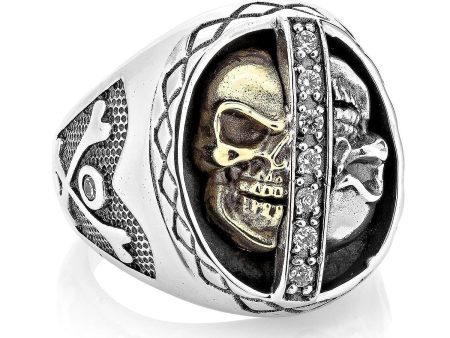 925 Sterling Silver Skull Crossbone Ring For Sale