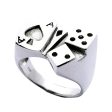 Ace Card Dice Sterling Silver Lucky Gamble Ring Discount