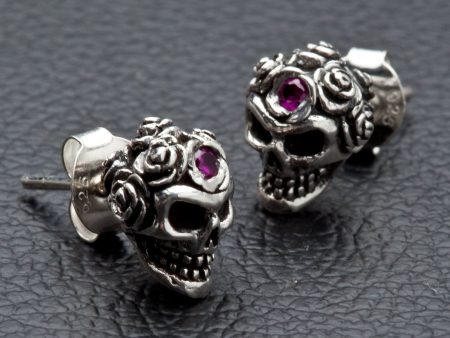 Tribal Rose Skull Sterling Silver Earrings Online