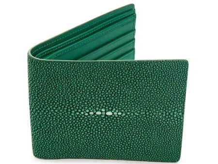 Exotic Genuine Green Polished Stingray Skin Leather Wallet Supply