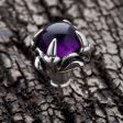 Amethyst Claw Sterling Silver Gothic Stud Earrings on Sale