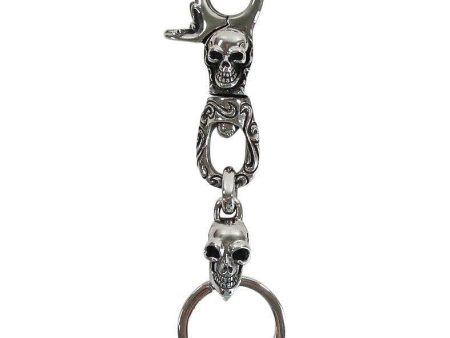 Sterling Silver Skull Gothic Key Chain For Cheap