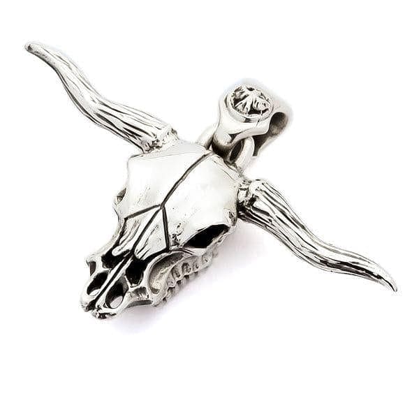 Buffalo Bull Skull Head Sterling Silver Biker Pendant Sale