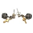 Cross Crown 925 Sterling Silver Biker Earrings Online