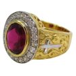 14K Yellow Gold Christian Ruby Men s Bishop Ring For Discount