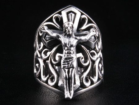 Big Sterling Silver Cross Jesus Ring Online Sale