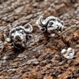 Bull Bison Head Sterling Silver Biker Stud Earrings For Cheap