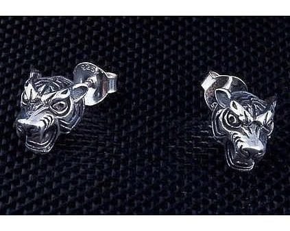 Tiger Head Sterling Silver Men s Stud Earrings Discount