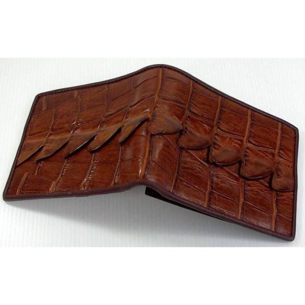 Cognac Crocodile Tail Skin Mens Wallet Online Hot Sale