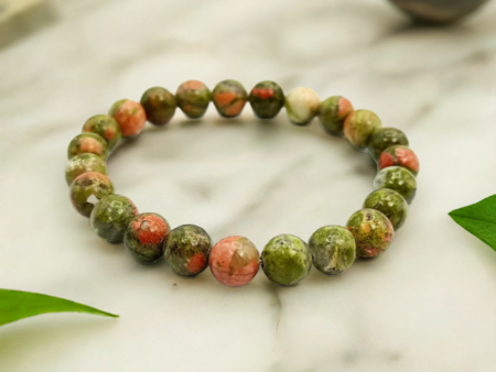 Real Unakite Beaded Elastic Bracelet – Healing Crystal Jewelry for Men & Women Online Sale