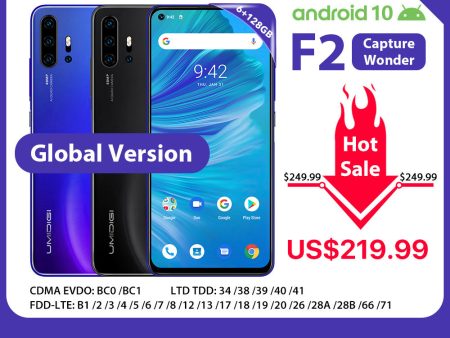 IN STOCK UMIDIGI F2 Android 10 Global Version 6.53 FHD+6GB 128GB 48MP AI Quad Camera 32MP Selfie Helio P70 Cellphone 5150mAh NFC Online Hot Sale