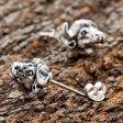 Bull Bison Head Sterling Silver Biker Stud Earrings For Cheap