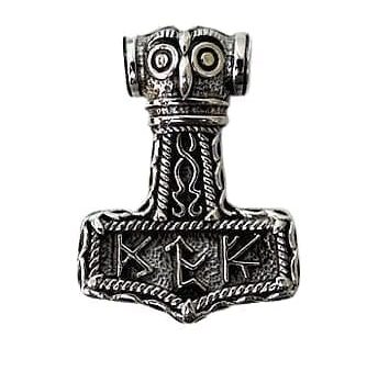 Owl Futhark Runes Sterling Silver Viking Hammer Pendant For Sale