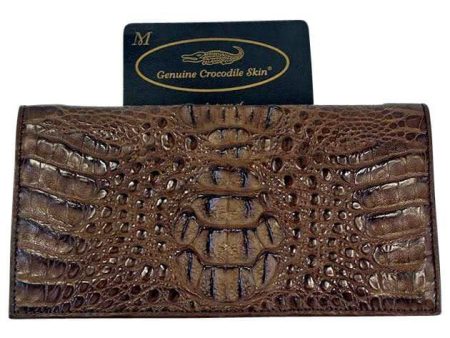 Dark Brown Head Crocodile Long Wallet Fashion