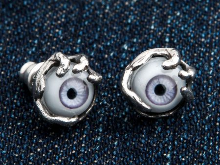 Light Purple Evil Eye Sterling Silver Earrings Cheap