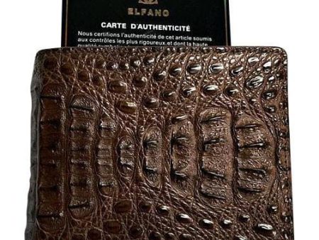 Hardcore Coco Brown Crocodile Mens Wallet For Cheap