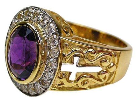 14K Yellow Gold Amethyst Bishop Ring Online now