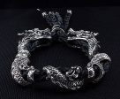 Genuine Leather Dragon Sterling Silver Men s Bracelet Supply