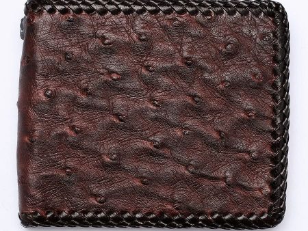 Dark Brown Ostrich Leather Biker Wallets Cheap